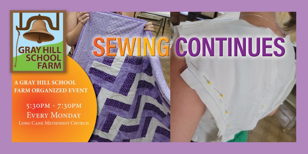Gray Hill School Farm Summer sewing